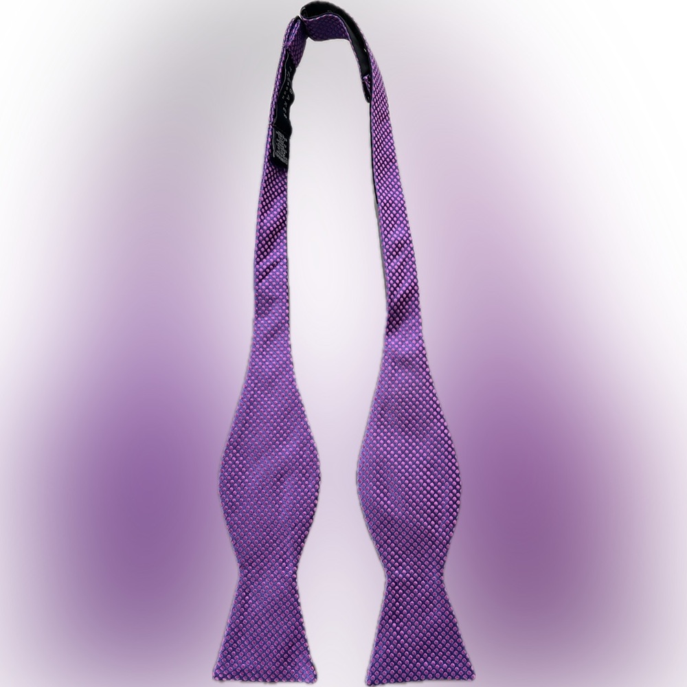 🟣🩷 Adjustable Self-Tie Bow Tie by Ted Baker | Purple with Pink Dots - Picture 7 of 17